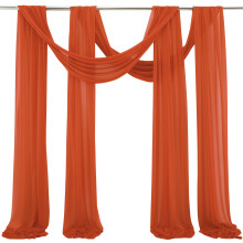 Chiffon Drapery Swag Curtains Burnt Orange Photography Backdrop Wedding Arch Ceiling Drape UV Resistant Outdoor Sign Compatible Rust Free Aluminum