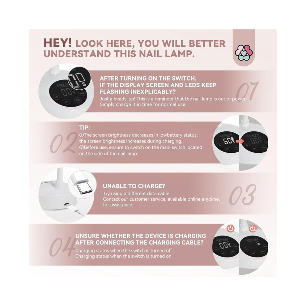 Spactz Mini Gel Polish Drying Lamp Rechargeable Uv Led Nail Lamp Goosenecks Cordless Nail Lamp For Gel Nail Quick Drying