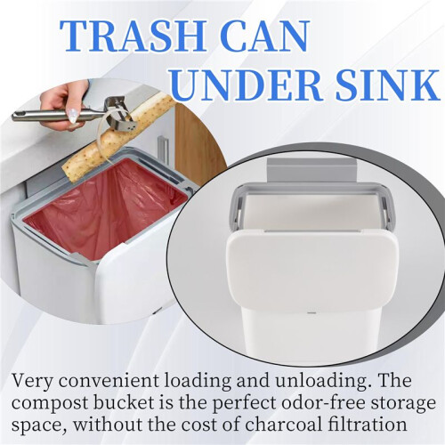 Kitchen Compost Bin for Counter Top or Under Sink, Hanging Small Trash Can with Lid,Mountable Indoor Compost Bucket(C) 1