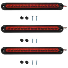 3X 10 Inch Sealed Truck& RV Trailer Light Bar 15 LED Third Brake Lights Strip Red