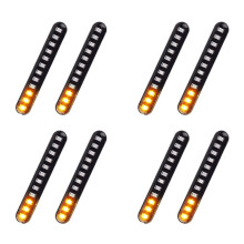 8Pcs Flowing Water Tail Brake Lights 12 Led Turn Signals Strip 3528Smd License Plate Light Blinker Stop Flicker