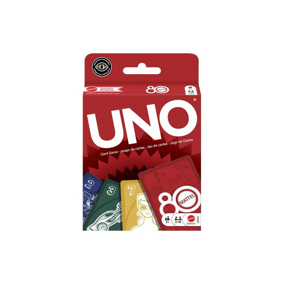 Mattel Mttjgk30 Uno 80Th Anniversary Ruby Card Game Red