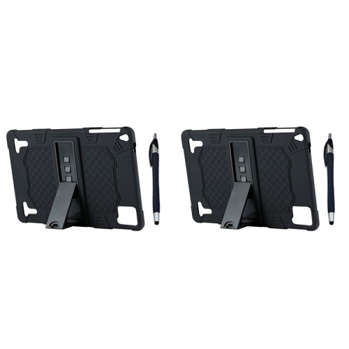 2X 10.1 Inch Tablet Case Silicone Case Universal Tablet Case Adjustable Stand with Capacitive Pen for 26x16cm Flat Panels