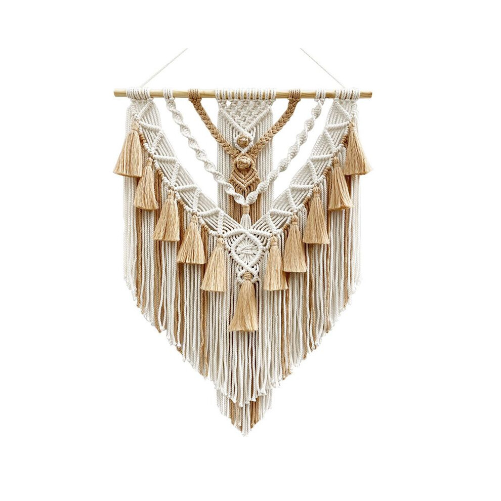 Semoic Hand-Woven Color Macrame Wall Hanging Ornament Boho Decoration Gorgeous For Livingroom Decor Khaki