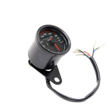 VelocíMetro de Motocicleta de 12V 0-160  / H con Indicador LED OdóMetro, Indicador Universal Cafe Racer, Indicador úNico (Negro)
