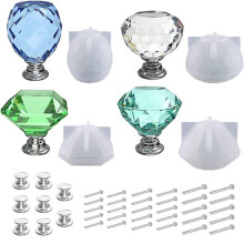 DIY Knob Cabinet Silicone Mold 4Pcs for Crystal Epoxy Resin, Drawer Pulls Handle Accessories Mould Silicone with Screws