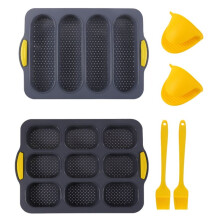 Silicone Loaf Pan Baking Pan for Baking French Baguettes/Hot Dog Buns, Bread Mold for Baking,Nonstick &Easy Clean
