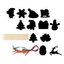 2Ensembles Papier Noir Ă Gratter DIY NoĂ«l Bois DĂ©coratif FĂȘte Suspendu