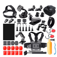 2Szt Zestaw 42 Akcesoriów Do Kamer Sportowych Z Selfie Stick Czarny