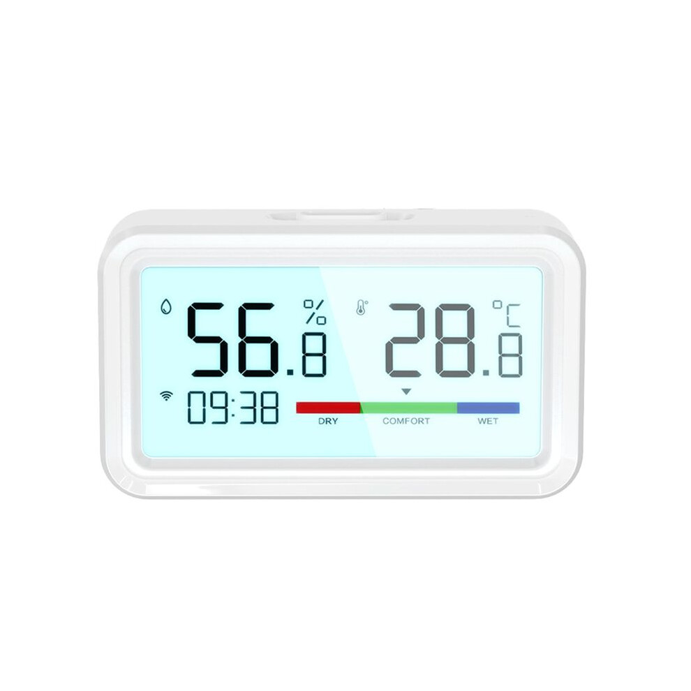 Zigbee Weather Station Digital Thermometer Tuya Hygrometer Electronic Table Clock Temperature And Humidity Sensor White 4712295048167