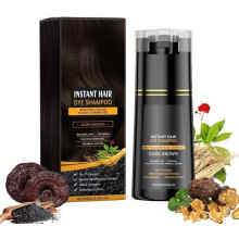 Lorenge natuurlijke haarverfshampoo voor wit haar 200 ml, shampoo voor gekleurd haar, haarverfshampoo, kleurstofshampoo (bruin)