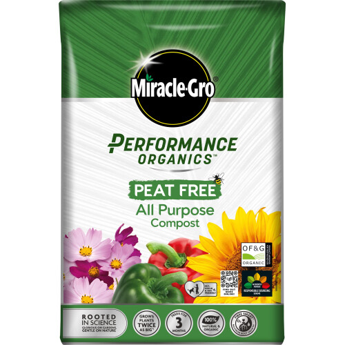 Miracle-Gro Miracle-Gro Performance Organics All Purpose PEAT FREE Compost, 40L, White