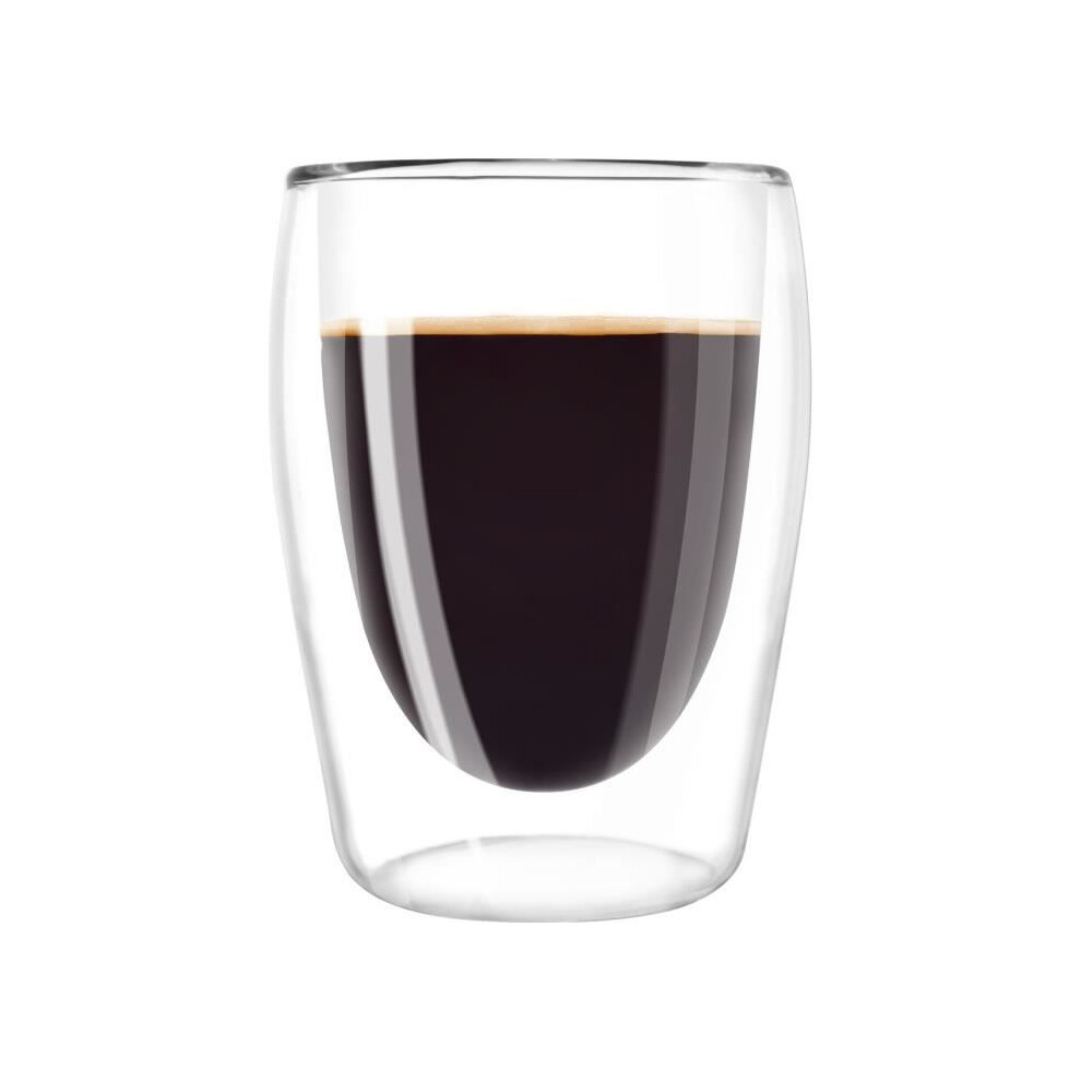 Melitta 2 Lungo Coffee Glasses 200 ml, Double-Walled Borosilicate Glass, Microwave safe, Height 11.1 cm