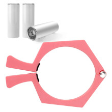 2 Stück Sublimations-Tumbler mit Einkerbung aus ABS, rutschfeste flache Seite für 20oz Pink