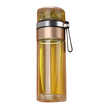 Hitzebeständige Glas-Teewasserflasche, 450ml, Gold, 23,5cm