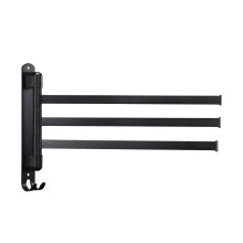 Porte-serviettes pivotant en acier inoxydable pour la cuisine, barre porte-serviettes rotative multi-bras peu encombrante pour la salle de bain (noir)