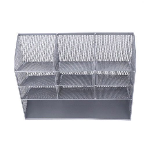 Office Supplies Storage Tray Multi Compartment Desk Organizer With Drawer And Tilted Grid Design 1