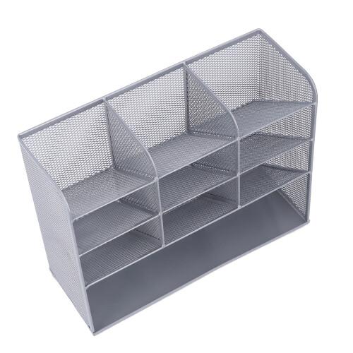 Office Supplies Storage Tray Multi Compartment Desk Organizer With Drawer And Tilted Grid Design 2