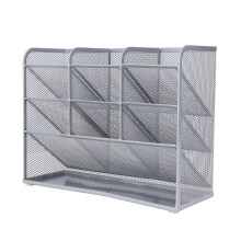 Office Supplies Storage Tray Multi Compartment Desk Organizer With Drawer And Tilted Grid Design