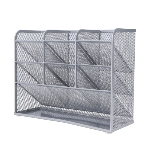Office Supplies Storage Tray Multi Compartment Desk Organizer With Drawer And Tilted Grid Design