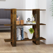 Iiaky Book Cabinet/Room Divider Smoked Oak 100x30x87 cm,Wooden Bookcase,Freestanding Storage Shelf,Home Office Decorative Bookshelf Display Stand Rac