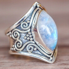 (No.10) Blue Ring Gemstone Women Geometric Patterns Jewelry Fashion Elegant Gift Design