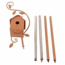 Metal Bird House with Pole for Garden Decor