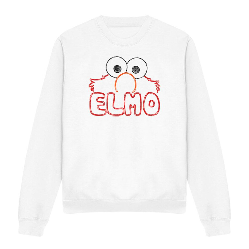 Sesame Street (L, ) Unisex Adult Elmo Letters Sweatshirt White