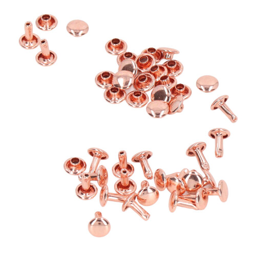 100 Sets Rose Gold Double Sided Rivets 7x8mm for Leather DIY 1