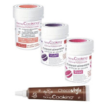 Kit de corantes alimentares Rosa-violeta-coral + 1 Caneta de chocolate