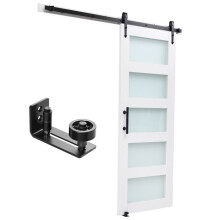 Porte Coulissante en MDF et Verre-Duoku-762 x 2134 mm-Kit de Quincaillerie-Finition PVC Résistante à l'Eau
