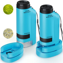 Microscópio Portátil para Crianças Zoom 60x-180x, Brinquedo de Microscópio Portátil, Brinquedos STEM e Científicos, Microscópio de Bolso LED