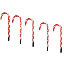 Bright 5Pcs 14 Inch Christmas Candy Cane Pathway Markers, Xmas Pathway Lights Outdoor with Warm White Lights for Garden