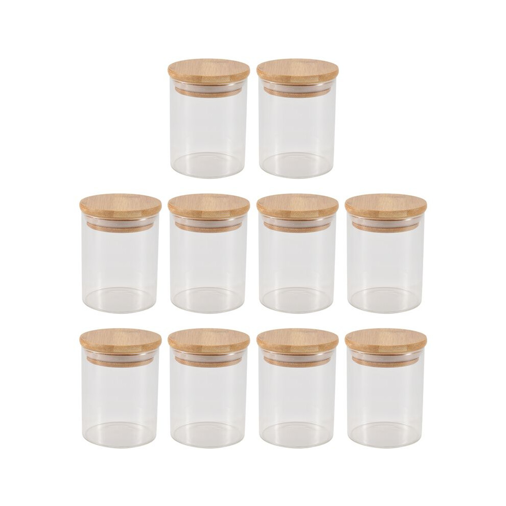 10Pcs Bamboo Wood Lid Glass Jar Airtight Canister Kitchen Storage Bottles Jars Food Container Tea Coffee Beans Candy Jar 6031092551433