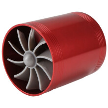 Double Turbine Turbo Charger Air Intake Gas Fuel Saver Fan for Car (red)