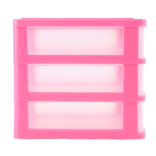 translucent Drawer type plastic Storage Box（rose red 3 Layers） 1