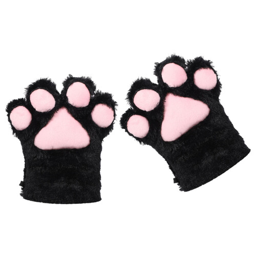 3Paare Schwarze Plüsch Katzenpfoten Warm Für Kinder 2