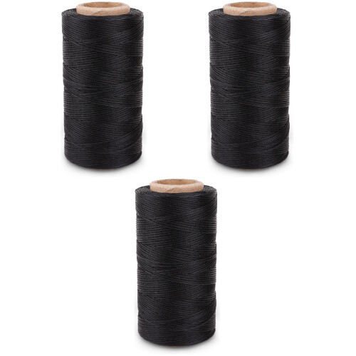 3Stk Polyester Nähfäden Schwarz 300M Robust Für Und Angelgerät 2