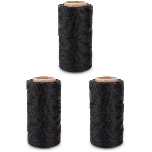 3Stk Polyester Nähfäden Schwarz 300M Robust Für Und Angelgerät 1