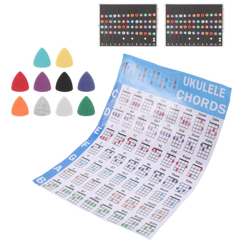 5Ensembles Kit Débutant Ukulélé Autocollants & Médiators Variés 2
