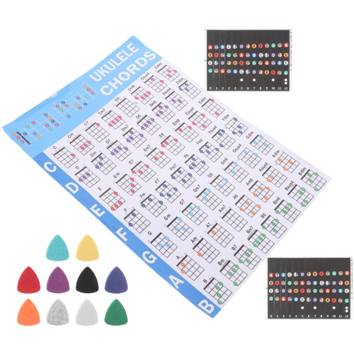 5Ensembles Kit Débutant Ukulélé Autocollants & Médiators Variés