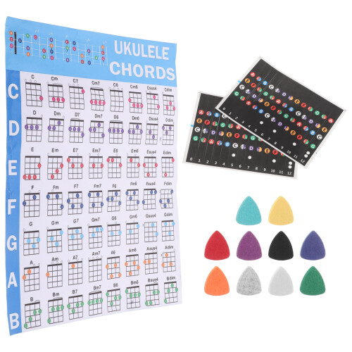 5Ensembles Kit Débutant Ukulélé Autocollants & Médiators Variés 1