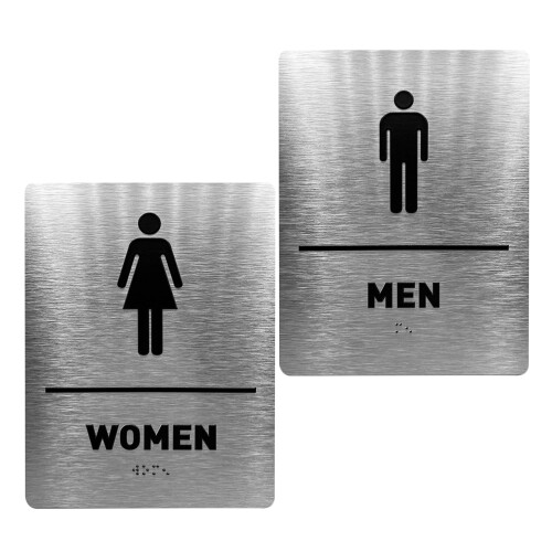3Ensembles Plaques De Porte De Wc Métal Argenté Pour