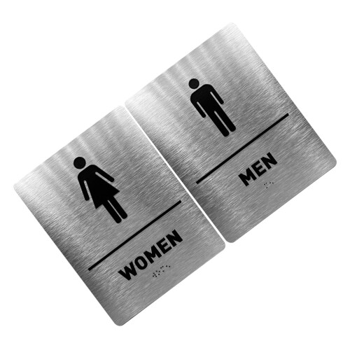 3Ensembles Plaques De Porte De Wc Métal Argenté Pour 2