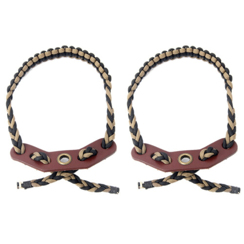 2Pcs Wrist Sling Strap Adjustable Light Brown Braided Cord 1
