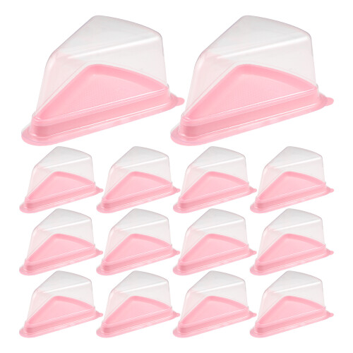 50Pcs Pink Pet Triangle Cake Boxes Clear Plastic Dessert Packaging