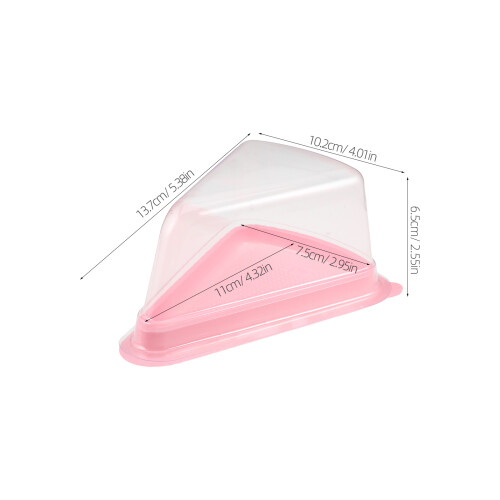 50Pcs Pink Pet Triangle Cake Boxes Clear Plastic Dessert Packaging 1