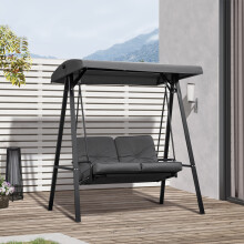 Outsunny 2 Seater Garden Outdoor Swing Chair Hammock w/ Adjustable Canopy Grey