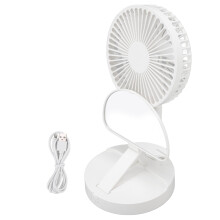 Stolní ventilátor s USB a zrcadlem, 3 rychlosti, skládací