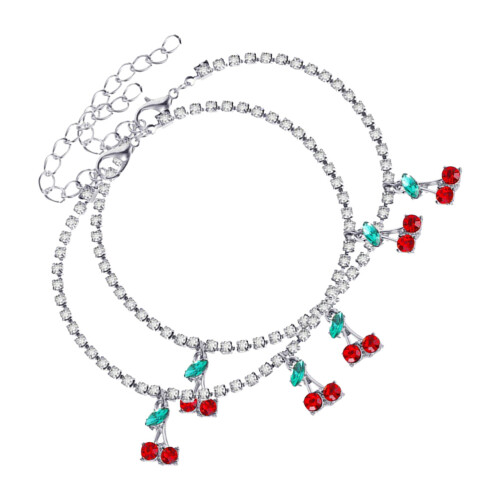 6Pièces Bracelet De Cerise Argenté Décor Été Plage 2